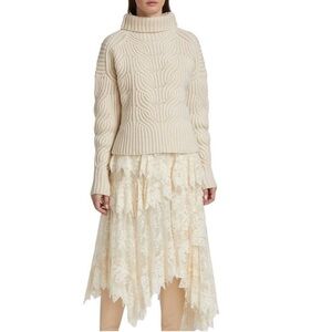 Zimmermann Sz Small Cosmic Turtleneck Sweater Cream Merino Wool Luxury